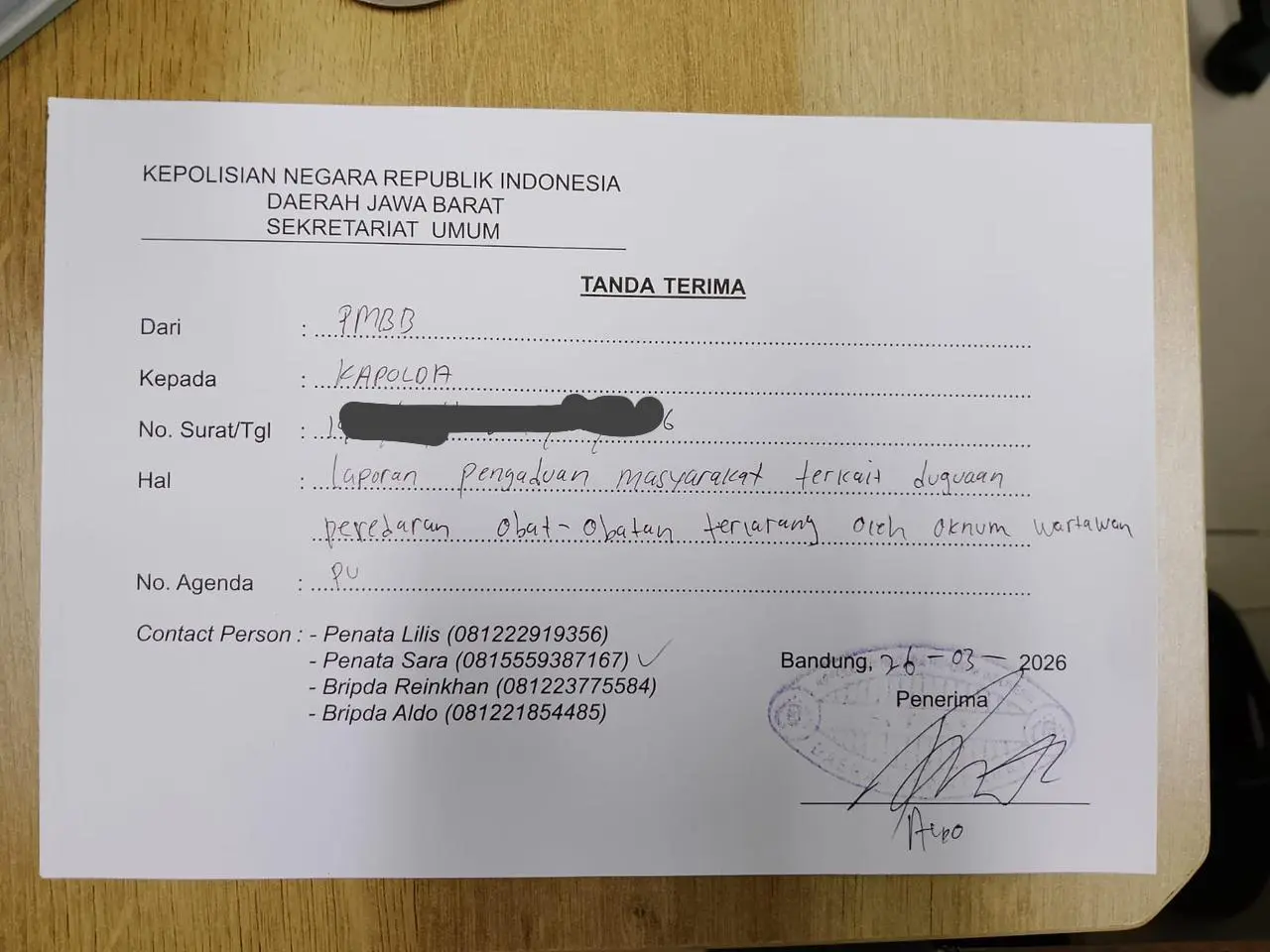 Peduli Bogor Bersih Narkoba, Aktivis Jernih Bogor dan PMBB Laporkan Dugaan Peredaran Obat Tramadol Ke Polda Jabar