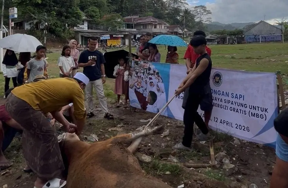 Dapur MBG Sipayung Sukajaya Potong Satu Ekor Sapi untuk Menu Spesial